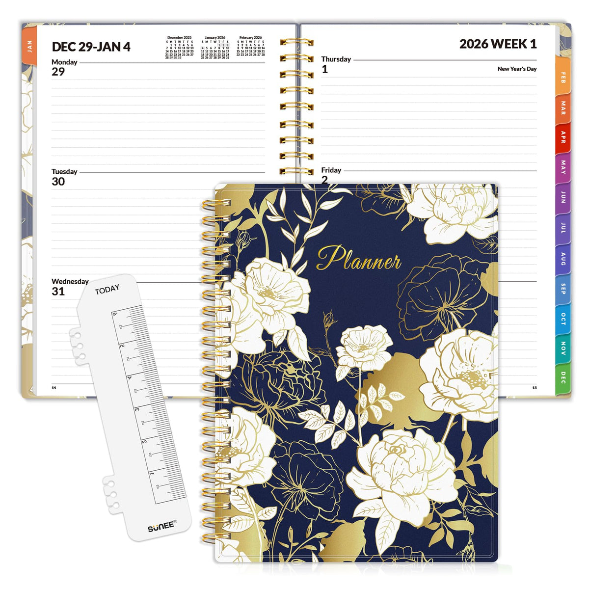 SUNEE 2026 Weekly and Monthly Planner - from January 2026 - December 2