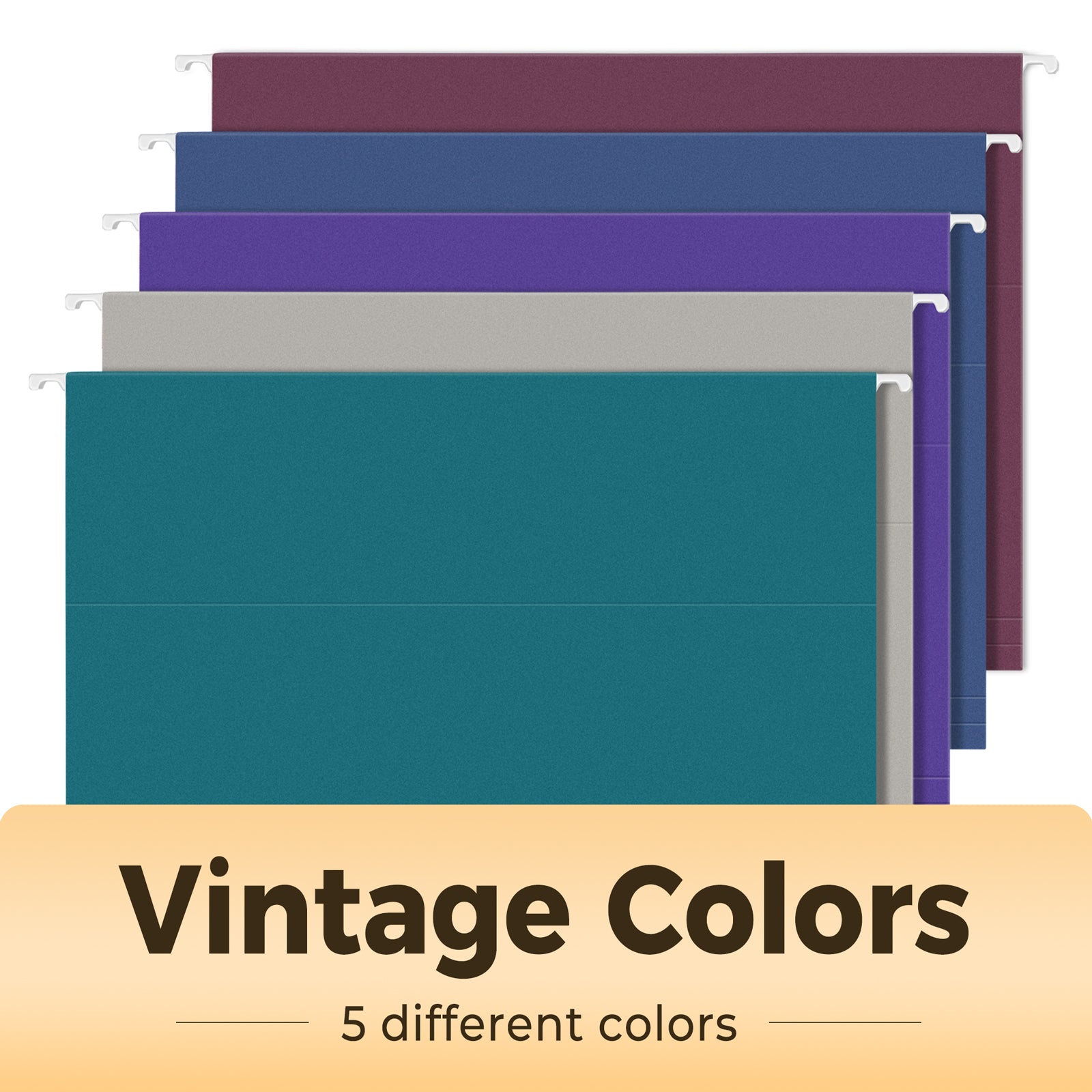 SUNEE Hanging File Folders Vintage Colors, 25 Pack Letter Size File Fo
