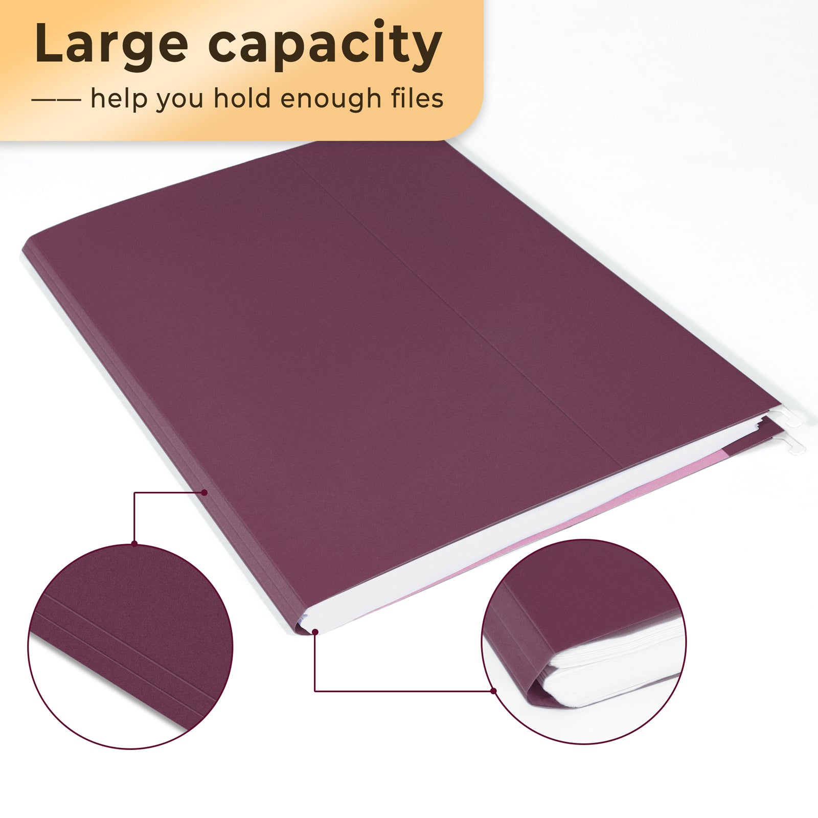 SUNEE Hanging File Folders Vintage Colors, 25 Pack Letter Size File Fo