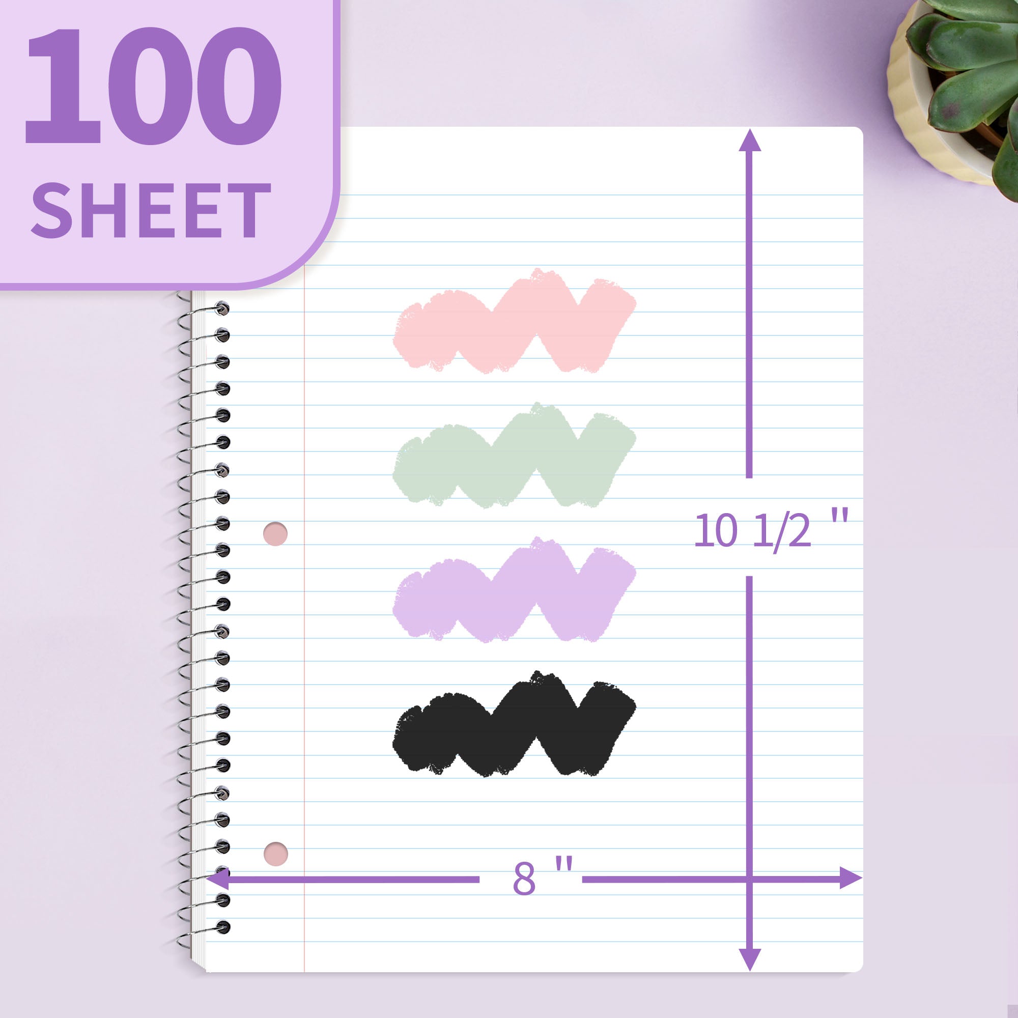 SUNEE 1-Subject College Ruled Spiral Notebook, 8