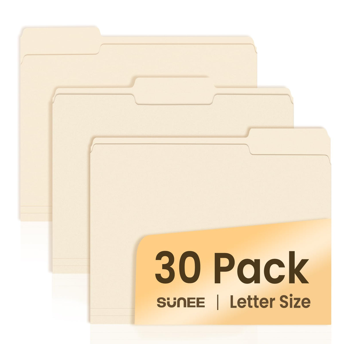 SUNEE Manila File Folders 30 Pack | 8.5x11 Office Filing