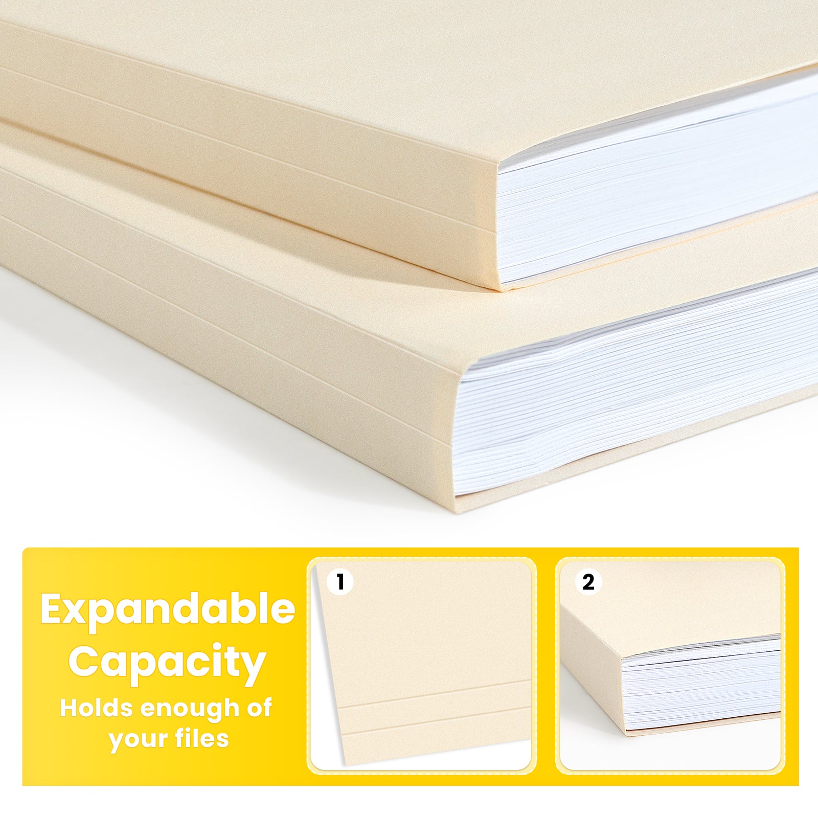 SUNEE Manila File Folders 30 Pack | 8.5x11 Office Filing